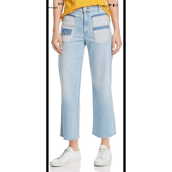 7 For All Mankind Denim - 7 For All Mankind Cropped Alexa Jeans w/ Patch Pockets, Women's 27 Roxy Lights